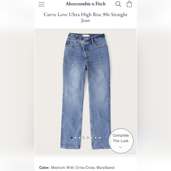 Abercrombie Ultra High Rise 90s Straight Jeans w/Crisscross - Size 35/ 20 LONG - Picture 6 of 6